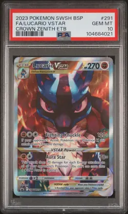 2023 POKEMON SWSH BLACK STAR PROMO #291 FULL ART/LUCARIO VSTAR PSA 10 - Image 1