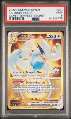 2022 POKEMON SWORD & SHIELD SILVER TEMPEST SECRET FULL ART/LUGIA VSTAR PSA 9 - Image 1