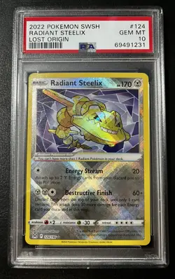 2022 Pokemon Lost Origin #124 Radiant Steelix PSA 10 Gem Mint - Image 1