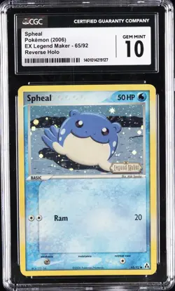 2006 POKEMON EX LEGEND MAKER REVERSE HOLO #65/92 SPHEAL CGC 10 GEM MINT - Image 1