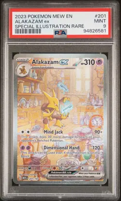 2023 POKEMON MEW EN-151 SPECIAL ILLUSTRATION RARE #201 ALAKAZAM EX PSA 9 - Image 1