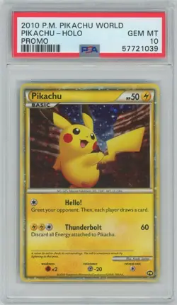 2010 Pokemon Pikachu World Promo Pikachu - Holo (PSA 10 GEM MINT) ENGLISH/JAPAN - Image 1