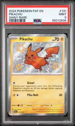 2024 POKEMON PAF EN-PALDEAN FATES SHINY RARE #131 PIKACHU PSA 9 - Image 1