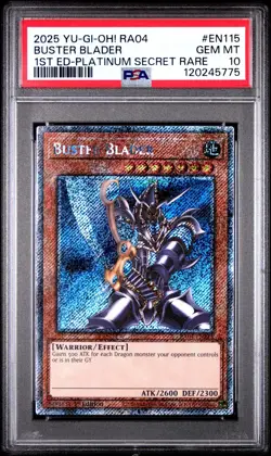 Buster Blader RA04-EN115 Platinum Secret Rare Yugioh PSA 10 - Image 1