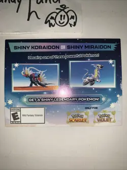 Pokemon Shiny Koraidon Or Shiny Miraidon Code Card Nintendo Switch Unscratched ! - Image 3