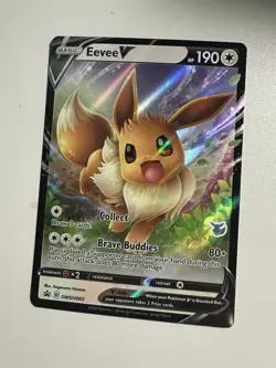 Eevee V Pokemon Card SWSh065 Promo Holographic 190 HP Full Art Card - Image 1