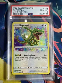 2020 POKEMON SWORD & SHIELD VIVID VOLTAGE #138 RAYQUAZA PSA 10 - Image 1