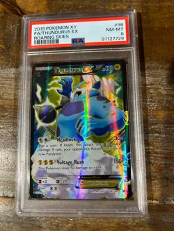 POKEMON 2015 Roaring Skies Full Art Ex THUNDURUS #98 PSA 8 RARE 3 - Image 1