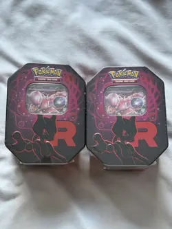 Pokemon TCG Destined Rivals Team Rocket’s Mewtwo EX Tin X2 NEW/SEALED - Image 1