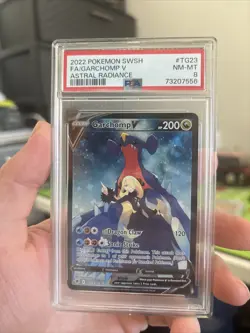 2022 POKEMON SWORD & SHIELD ASTRAL RADIANCE #TG23 FULL ART/GARCHOMP V PSA 8 - Image 1