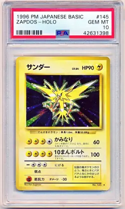 1996 Pokemon Japanese Basic Base Set Zapdos Holo #145 PSA 10 - POP 553 - Image 1