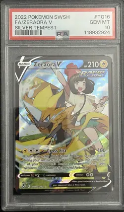 PSA 10 GEM MINT 2022 Pokemon Zeraora V TG16 Silver Tempest Trainer Gallery FA - Image 1