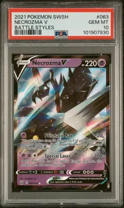 2021 POKEMON SWORD & SHIELD BATTLE STYLES #063 NECROZMA V PSA 10 - Image 1