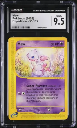 CGC 9.5 MINT+ Mew 2002 Expedition 55/165 Pokemon Card - Image 1