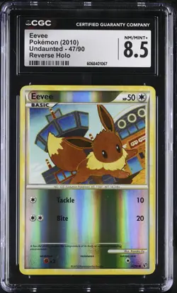 CGC 8.5 Eevee 2010 Undaunted 47/90 Reverse Holo Pokemon Card - Image 1