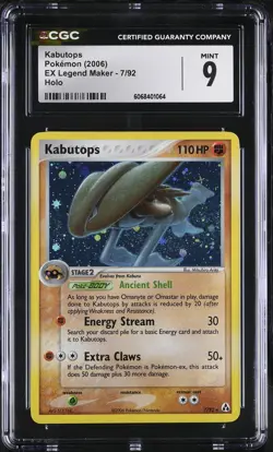 CGC 9 MINT Kabutops 2006 EX Legend Maker 7/92 Holo Pokemon Card - Image 1