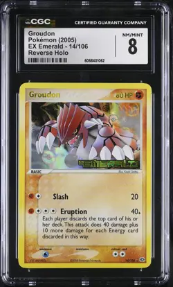 CGC 8 Groudon 2005 EX Emerald 14/106 Reverse Holo STAMPED Pokemon Card - Image 1