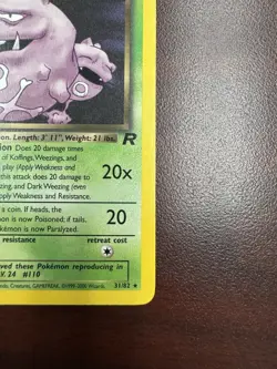 Pokemon Dark Weezing TCG Non-Holo Card 31/82 1st Edition Rare LP+ - Image 5
