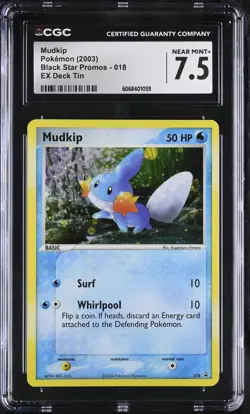 CGC 7.5 Mudkip 2003 Black Star Promos 018 Holo Pokemon Card - Image 1