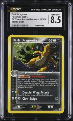 CGC 8.5 Dark Dragonite 2005 EX Team Rocket Returns 15/109 Holo Pokemon Card - Image 1