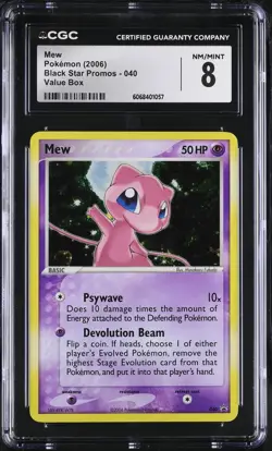 CGC 8 Mew 2006 Black Star Promos 040 Holo Pokemon Card - Image 1