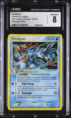 CGC 8 Feraligatr 2005 EX Unseen Forces 4/115 Reverse Holo STAMPED Pokemon Card - Image 1