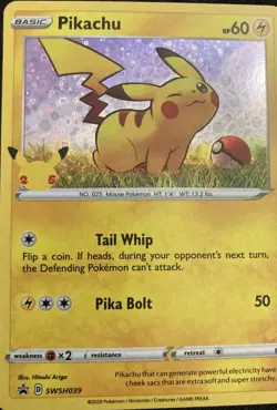 Pikachu 25th Anniversary General Mills Promo Pokemon Card NM & 2 Random Cards - Image 1