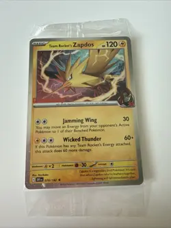 Pokemon TCG Team Rockets Zapdos GameStop Promo Card 070/182 New Sealed - Image 1