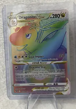 Pokemon Go Dragonite VSTAR Holo Card 081/078 Secret Rare Rainbow Dragon - Image 2