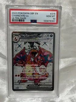 2023 POKEMON OBF EN-OBSIDIAN FLAMES #215 CHARIZARD ex ULTRA RARE PSA 10 GEM MINT - Image 1