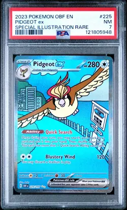 2023 POKEMON OBF EN-OBSIDIAN FLAMES PIDGEOT ex #225 PSA 7 NM - Image 1