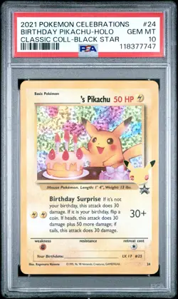 2021 POKEMON CELEBRATIONS CLASSIC COLLECTION #24 BIRTHDAY PIKACHU-HOLO PSA 10 - Image 1
