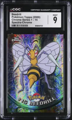 CGC 9 MINT Beedrill Topps 2000 Chrome Series 1 15 Spectra-Chrome Pokemon Card - Image 1
