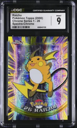 CGC 9 MINT Raichu Topps 2000 Chrome Series 1 26 Spectra-Chrome Pokemon Card - Image 1