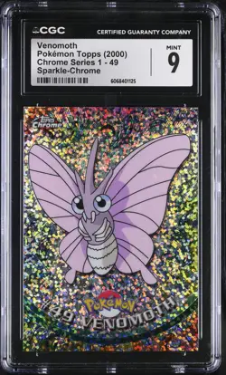 CGC 9 MINT Venomoth Topps 2000 Chrome Series 1 49 Sparkle-Chrome Pokemon Card - Image 1