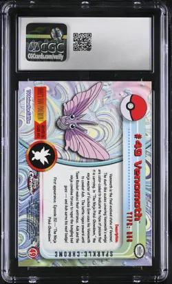 CGC 9 MINT Venomoth Topps 2000 Chrome Series 1 49 Sparkle-Chrome Pokemon Card - Image 2