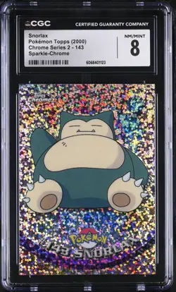 CGC 8 Snorlax Topps 2000 Chrome Series 2 143 Sparkle-Chrome Pokemon Card - Image 1