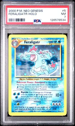 PSA 7 NM Feraligatr Neo Genesis SWIRL Holo Rare Pokemon Card 5/111 - Image 1