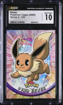 CGC 10 GEM MINT Eevee Topps 2000 Series 3 133 Pokemon Card - Image 1