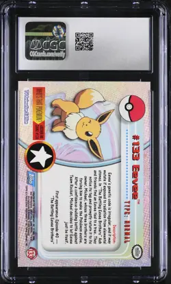 CGC 10 GEM MINT Eevee Topps 2000 Series 3 133 Pokemon Card - Image 2