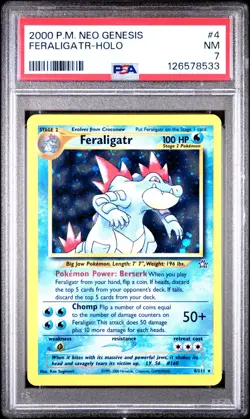 PSA 7 NM Feraligatr Neo Genesis Holo Rare Pokemon Card 4/111 - Image 1