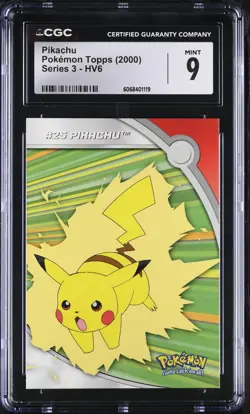 CGC 9 MINT Pikachu Topps 2000 Series 3 HV6 Pokemon Card - Image 1