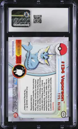 CGC 6.5 Vaporeon Topps 2000 Series 3 134 Pokemon Card - Image 2
