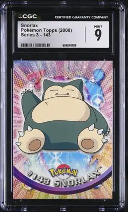 CGC 9 MINT Snorlax Topps 2000 Series 3 143 Pokemon Card - Image 1