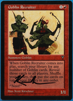 Goblin Recruiter Visions NM Red Uncommon SIGNED MAGIC CARD (ID# 504932) ABUGames - Image 1