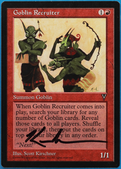 Goblin Recruiter Visions NM Red Uncommon SIGNED MAGIC CARD (ID# 504931) ABUGames - Image 1