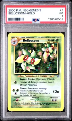 PSA 7 NM Bellossom Neo Genesis Holo Rare Pokemon Card 3/111 - Image 1