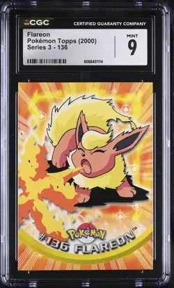 CGC 9 MINT Flareon Topps 2000 Series 3 136 Pokemon Card - Image 1