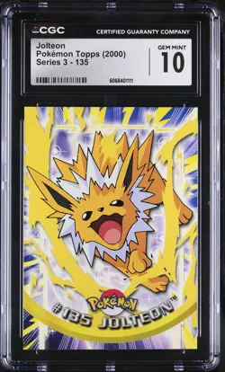 CGC 10 GEM MINT Jolteon Topps 2000 Series 3 135 Pokemon Card - Image 1