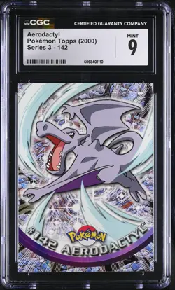 CGC 9 MINT Aerodactyl Topps 2000 Series 3 142 Pokemon Card - Image 1